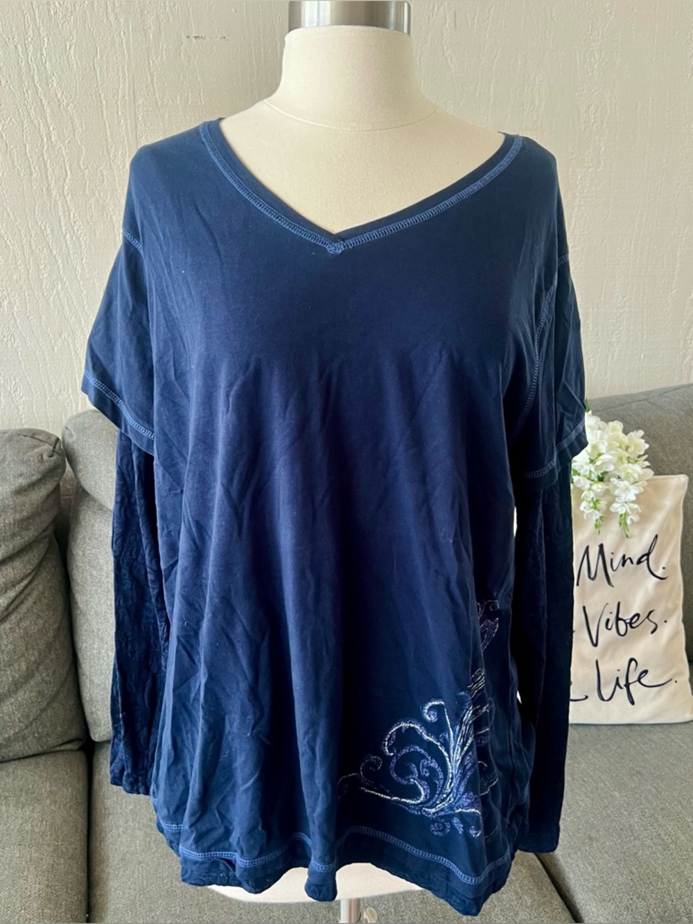 Blue Danskin Now Double Sleeve Top